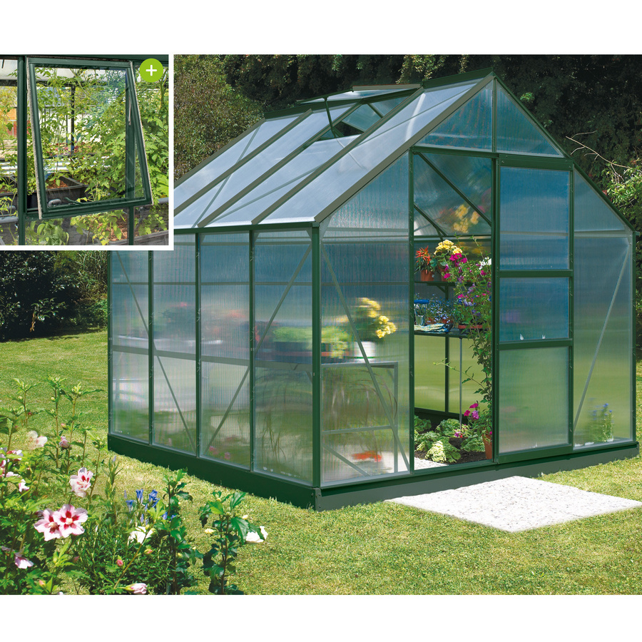 Vitavia Gewächshaus Meridian 6700 aus Aluminium und Polycarbonat in Smaragdgrün mit 6,7 m² Fläche - Bild 3