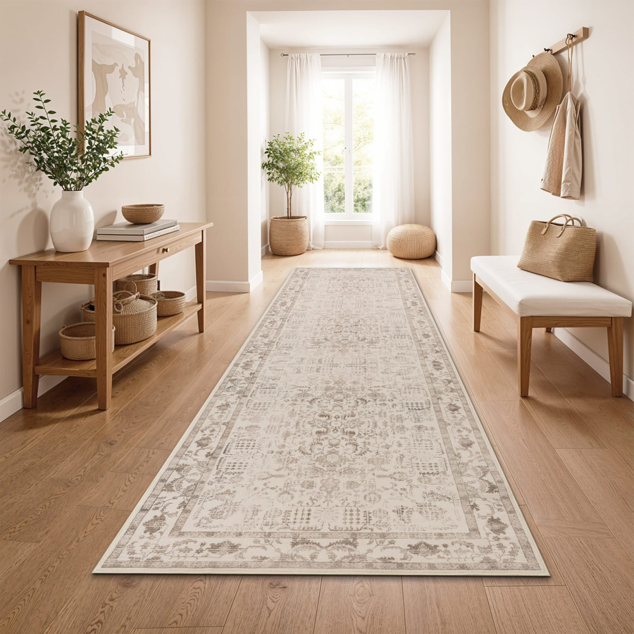 Waschbarer Sami Teppich in Beige, modern und rutschfest, B/T: 80 x 300 cm - Bild 2