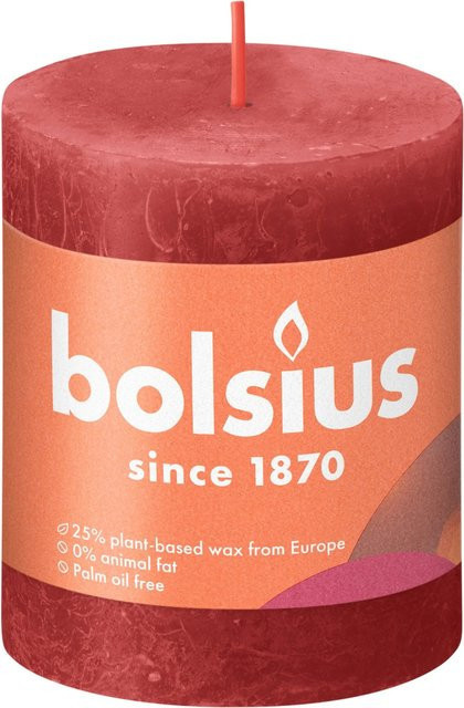 Bolsius Rustik-Kerze Shine in Zartrot, Höhe: 80 mm, Durchmesser: 68 mm - Bild 1