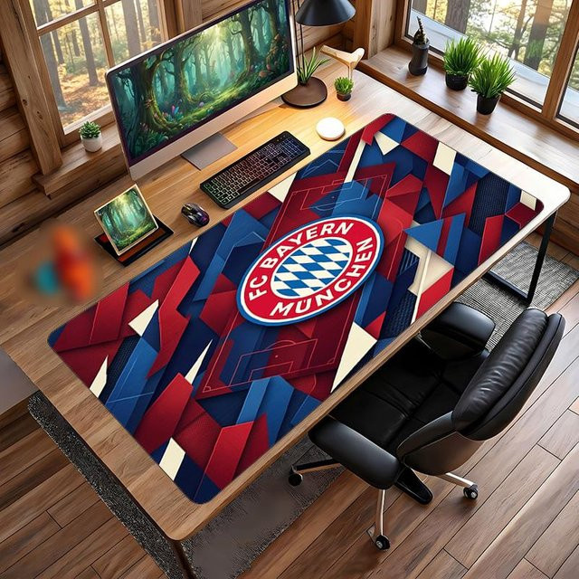 WildHue A Gaming Mauspad Bayern München Design, rutschfeste Schreibtischmatte aus weichem Gummi, Multicolor, B: 90 cm, T: 40 cm - Bild 1