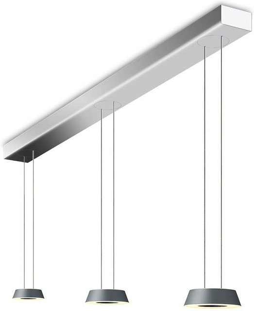 Oligo Glance 3-flammige LED-Pendelleuchte in Grau Matt und Chrom mit unsichtbarer Höhenverstellung und warmweißem Licht (2700K) - Bild 1