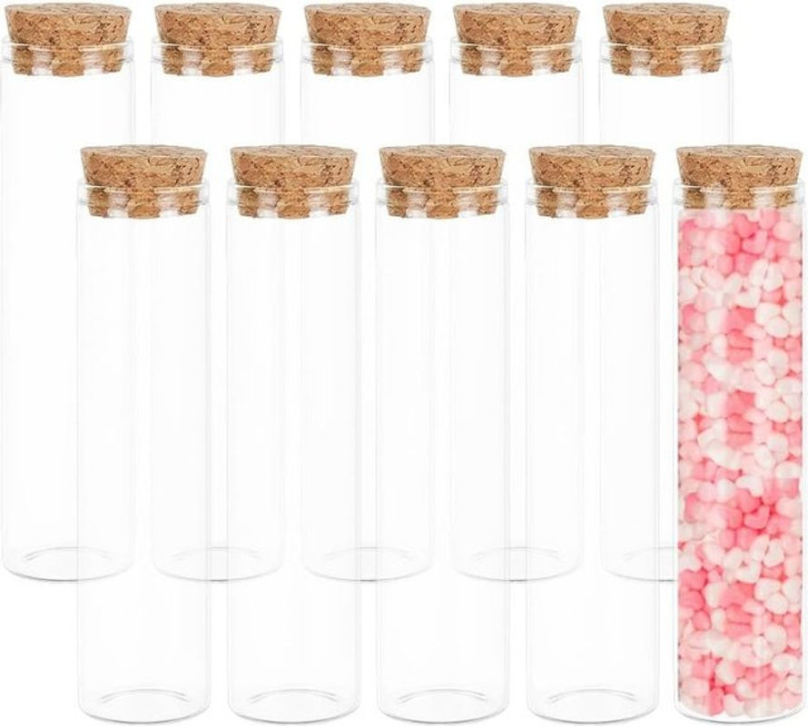 10 Stück transparente Glas-Reagenzgläser mit Korkstopfen, 60 ml Mini-Glasflaschen für Gastgeschenke, Gewürze oder Dekoration - Bild 1