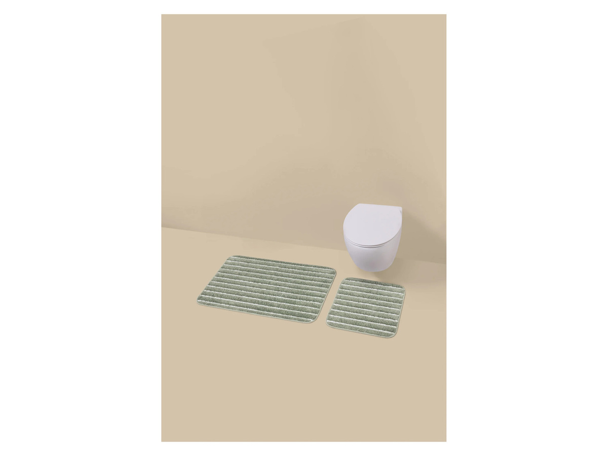 LIVARNO Badezimmergarnitur-Set mit WC-Vorleger in Grün aus Polyester - Bild 2