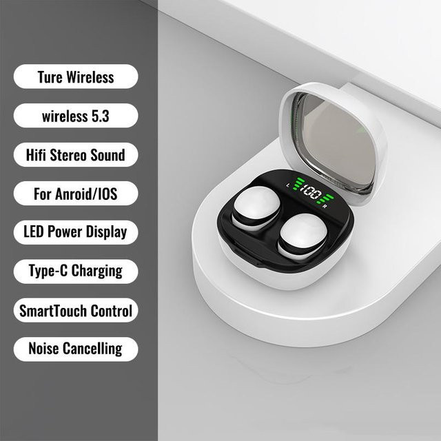 Kebidumei Mini Unsichtbare Schlaf-Ohrhörer In-Ear Bluetooth 5.3 HiFi Stereo Kopfhörer mit Rauschunterdrückung in Schwarz - Bild 1