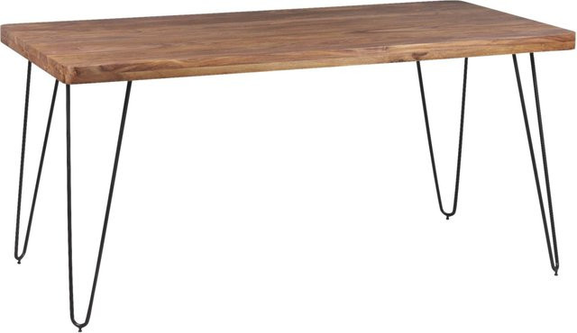 Wohnling Esstisch aus Sheesham Massivholz in Schwarz und Braun, rechteckig, B/T/H: 120 x 80 x 76 cm - Bild 1