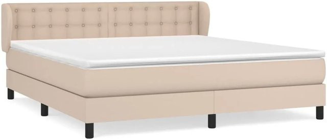 vidaXL Boxspringbett Hybrid mit Matratze aus Kunstleder in Cappuccino-Braun, B/T: 160 x 200 cm - Bild 1