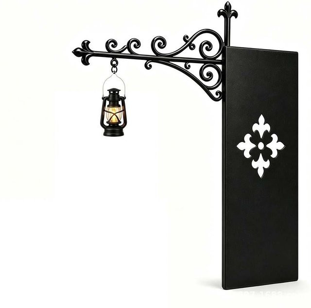 Lutasjin Buchstützen im gotischen Straßenlaternen-Design aus Metall in Schwarz - Bild 1