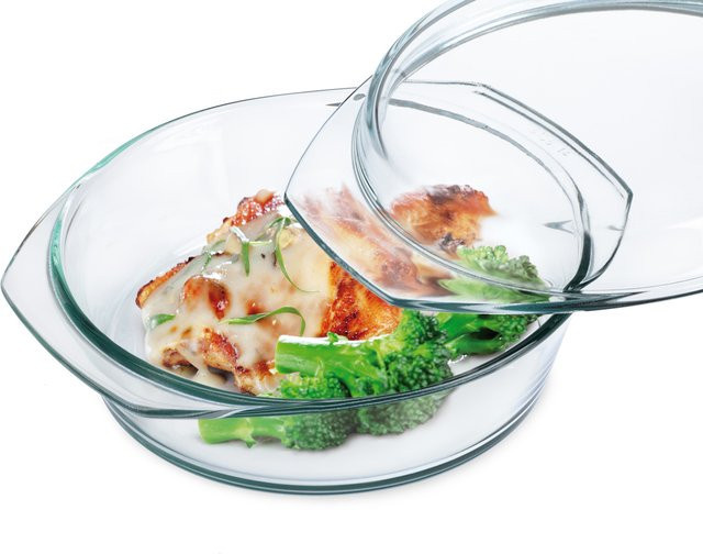 Simax Glas-Schüssel mit Deckel, rund, transparent - Bild 1