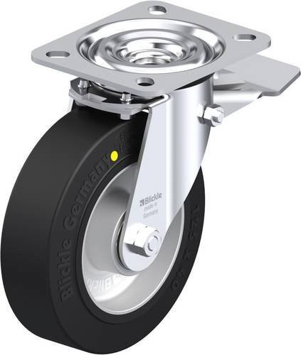 Blickle L-ALEV 125K-ST-EL Lenkrolle mit Feststeller aus Stahl und Aluminium in Schwarz, Rad-Durchmesser: 125 mm, Tragfähigkeit: 250 kg - Bild 1