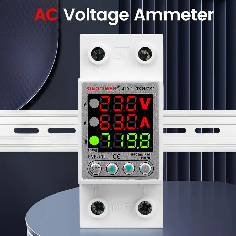 Voktta Digitales Spannungsüberwachungsrelais mit Dual Display für AC 220V 230V, Einstellbarer Unterspannungsschutz und Überstromschutz, Weiß - Bild 2