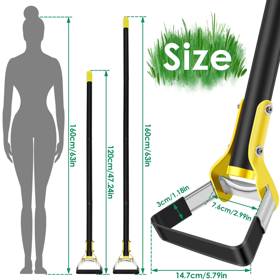 Toorise Gartenhacke aus Edelstahl mit dreieckigem Kopf und ergonomischem langen Griff zur Unkrautentfernung - Bild 3