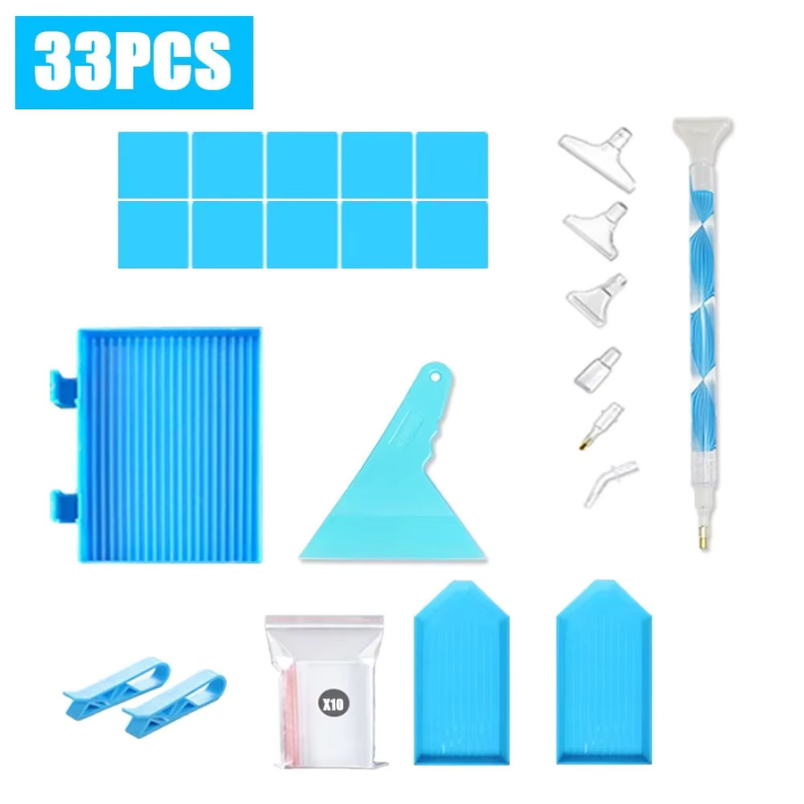 DIY Diamantmalerei Werkzeug Set mit Aufbewahrungsbox und Druckbohrer-Stift in Blau - Bild 1