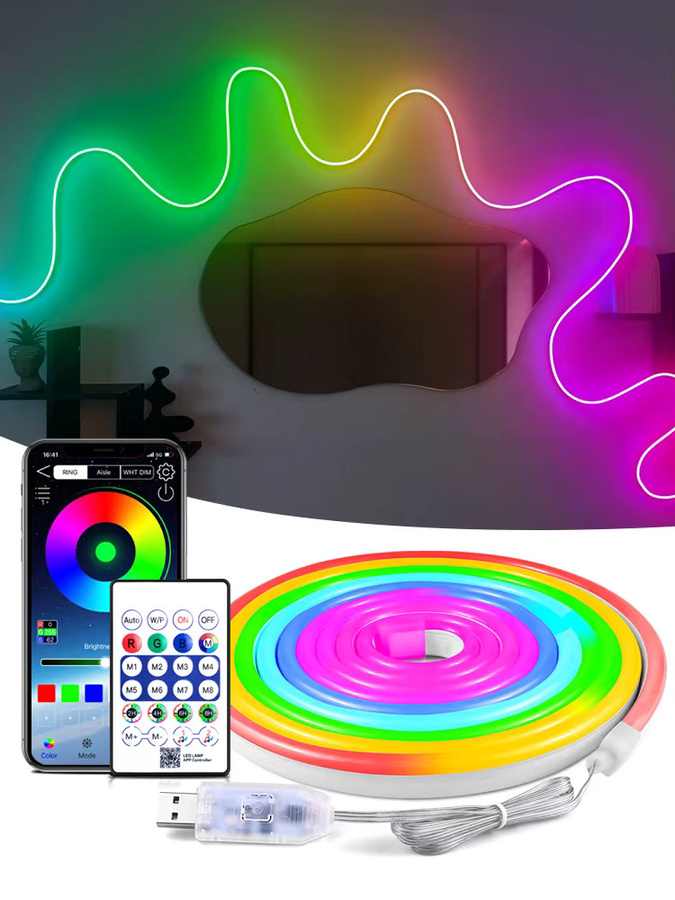 SerRickDon Smarter RGBIC Neon-LED-Lichtstreifen mit WiFi und Bluetooth, Multicolour, USB-Betrieb - Bild 6
