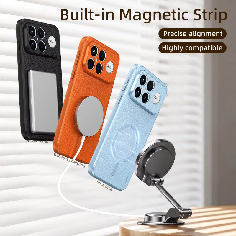 ESACAPA Schutzhülle aus Ziegenleder für POCO F8 Ultra und Redmi K90 Pro Max in Blau mit TPU-Rahmen, Magnetstreifen und Linsenschutz - Bild 5