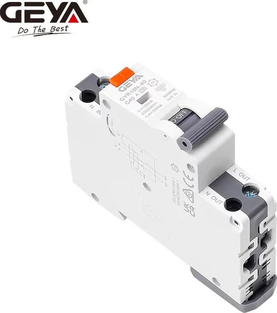 GEYA Electronic RCBO 1P+N Fehlerstromschutzschalter, 40 A, 230 V, 18 mm, Weiß - Bild 1