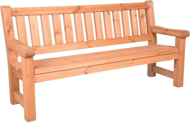 DELUKE Gartenbank TOBIAS 3-Sitzer aus Kiefer in Kieferbraun, wetterfeste Terrassenbank für den Außenbereich, Breite: 184 cm - Bild 1