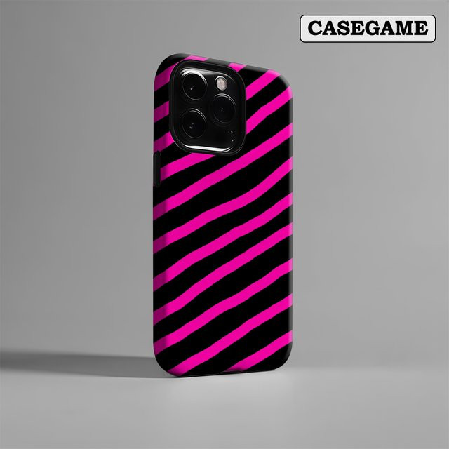 Potdemiel Handyhülle mit rosa Streifen für iPhone 17 16 15 14 13 12 Pro Max Plus mit doppelschichtiger Rückseite - Bild 1