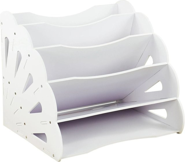 Relaxdays Dokumentenablage aus MDF mit 5 Fächern für A4, Weiß, B: 32,5 cm, T: 28 cm, H: 28 cm - Bild 1