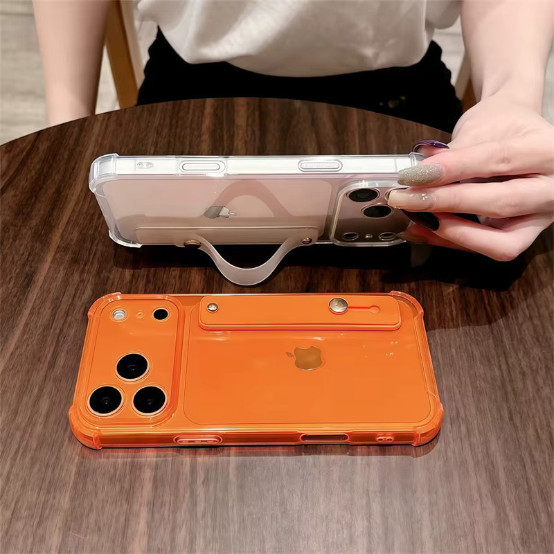 NMEGOU Transparente Stoßfeste Handyhülle mit Handgelenkband für iPhone Modelle, Weiche Schutzhülle in Transparent und Schwarz - Bild 2