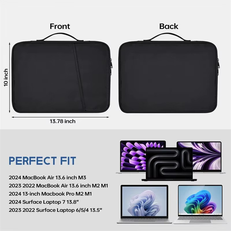 Wasserdichte und stoßfeste Laptop-Hülle als Grifftasche für Apple MacBook Air 11, 12 und 13,6 Zoll (M4, M3, M2 Chip), Farbe: Schwarz - Bild 5