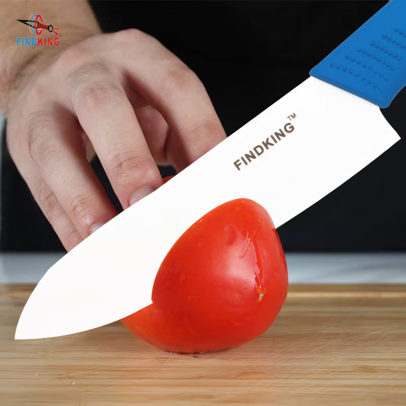 FINDKING Keramikmesserset mit Zirkonia-Klingen in Orange inklusive Schäler und Schutzhüllen bestehend aus Kochmesser, Obstmesser und Allzweckmesser - Bild 3