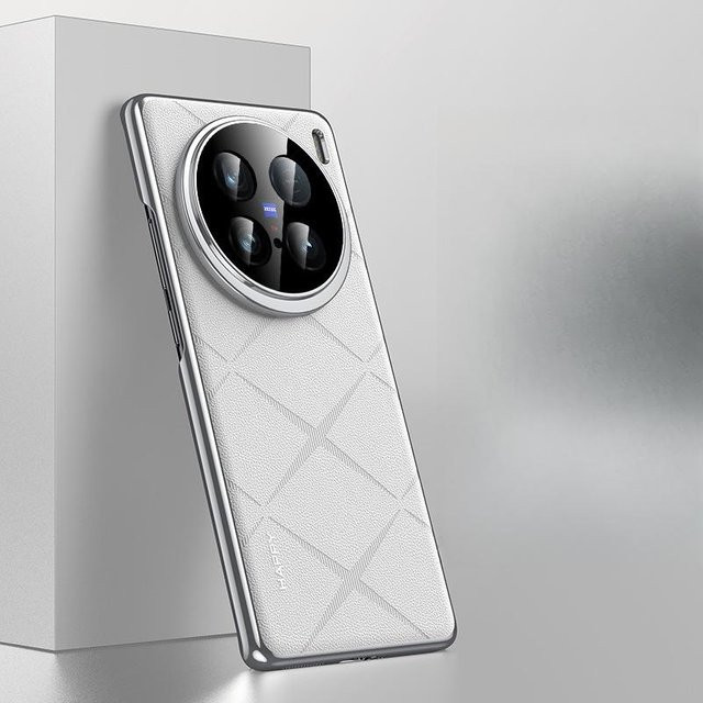 Business Lederhülle für vivo X100 Pro, X100 Ultra, X100S und X100 in Weiß mit vollständigem Objektivschutz - Bild 1