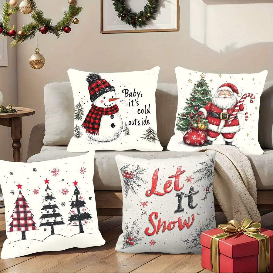 VIKAMA Weihnachtskissenbezug in Multicolour, moderner quadratischer Kissenbezug mit Reißverschluss, Breite: 30 cm, Höhe: 30 cm, Tiefe: 30 cm - Bild 2