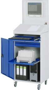 Rau Computerschrank 61 mobil aus Stahlblech mit Tastaturfach und Rollen, Lichtgrau/Enzianblau, B: 65 cm, T: 52 cm, H: 189,5 cm - Bild 1