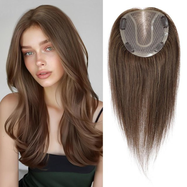 HAIRCUBE Echthaar Topper, graublonde Mono-Spitzenbasis, 14 Zoll, Damen - Bild 1
