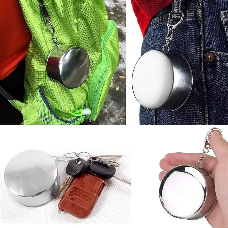 Tragbarer Edelstahl-Klappbecher von VIE LENTE in Silber für Camping und Outdoor, Teleskopbecher für Tee und Getränke - Bild 4