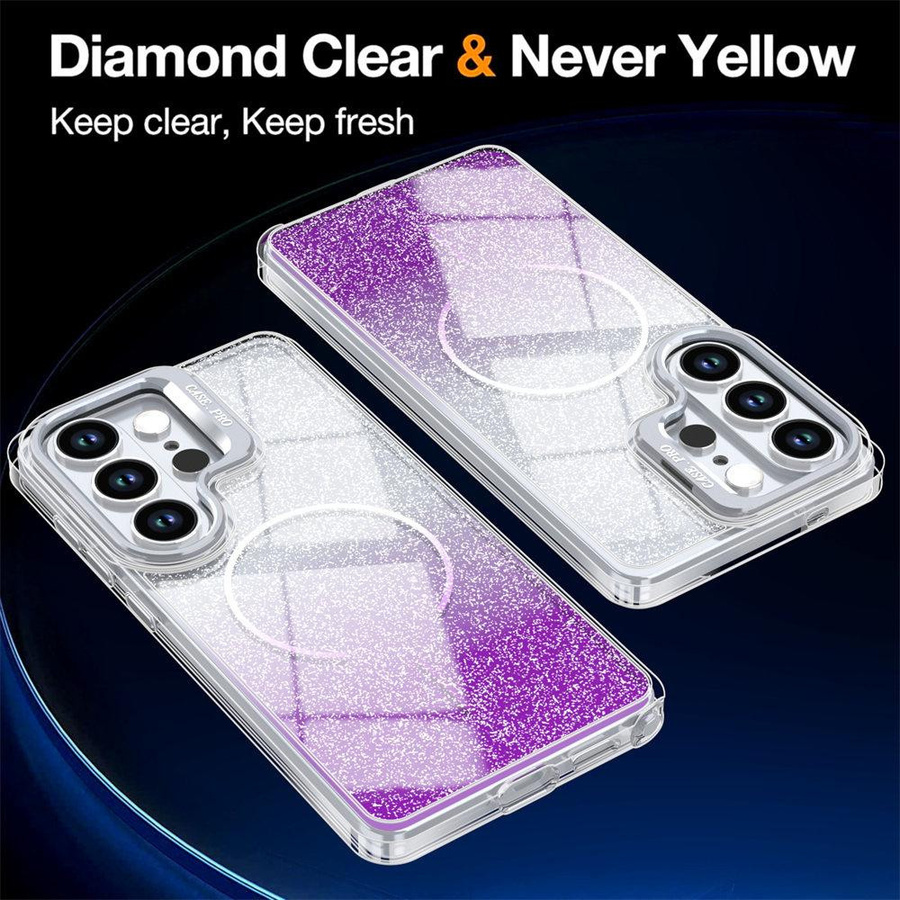 Glitzer-Handyhülle mit Magnetischem Halter und Ständer für Samsung Galaxy S26 Ultra S2 Plus S24 FE A6 A37 A17 in Transparent - Bild 2