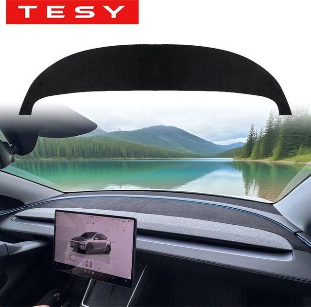 TESY Armaturenbrett-Abdeckung aus Wildleder für Tesla Model Y und Model Y Juniper, Sonnenschutz und Anti-UV Matte mit rutschfesten Pads - Bild 1