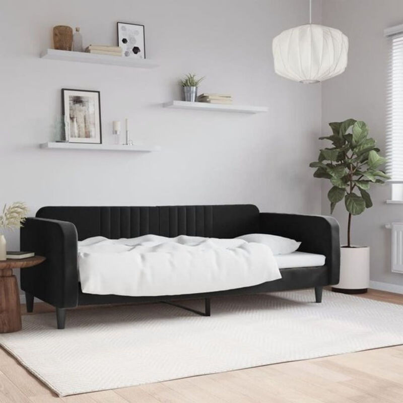 Vidaxl Polsterbett Tagesbett aus Samt und Metall in Schwarz, B/T/H: 200 x 90 x 75 cm - Bild 1
