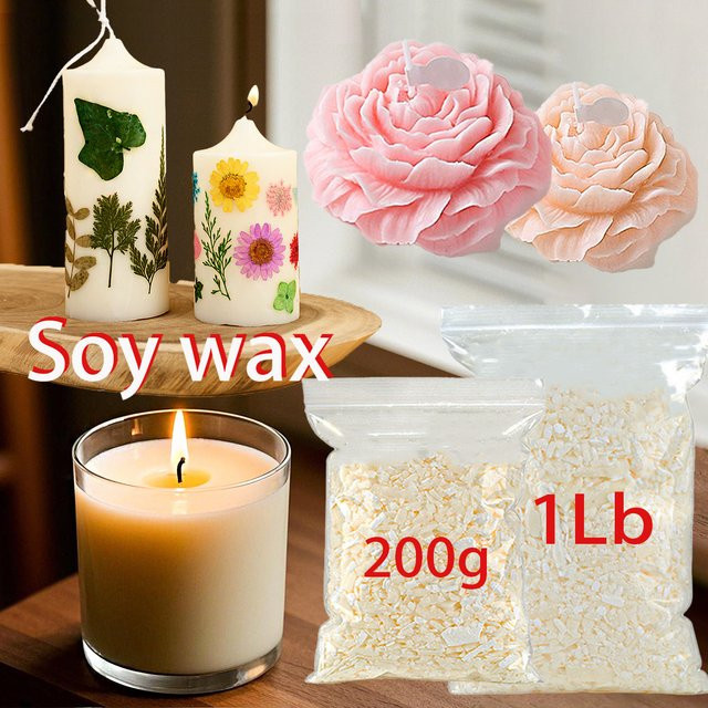UDOCOOL Sojawachs Weiß 200 g als natürliches DIY-Material für selbstgemachte Duftkerzen - Bild 1