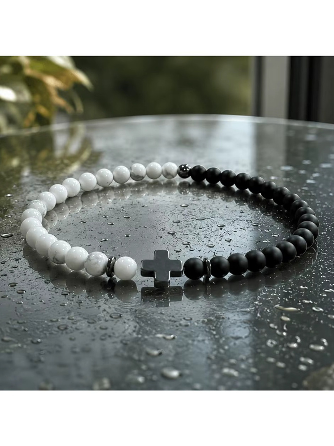 Balance Path Perlenarmband, Schwarz-Weiß, Unisex - Bild 6