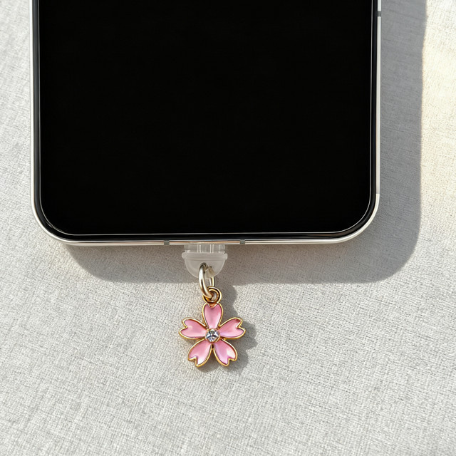 Rosa Kirschblüten Staubstopfen für USB-C im japanischen Stil - Bild 1