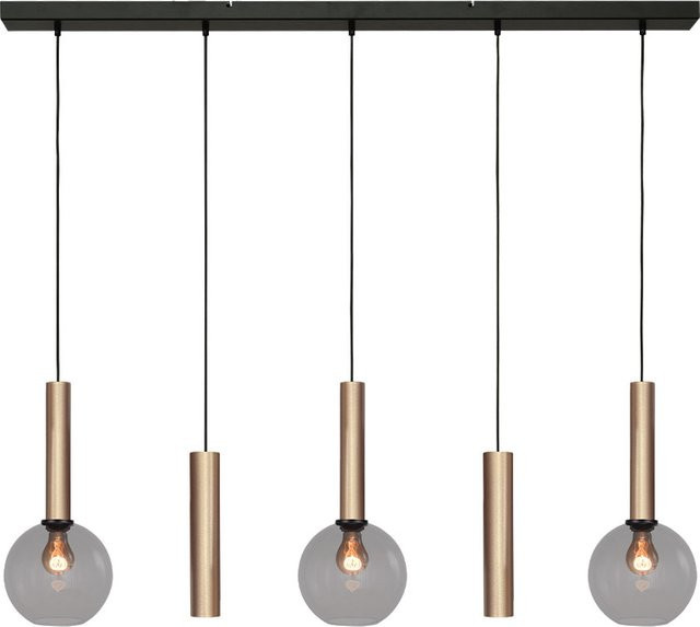 Masterlight Bella 2 3/2 Pendelleuchte 5-flammig mit Glas in Rauchgrau und Gold matt - Bild 1