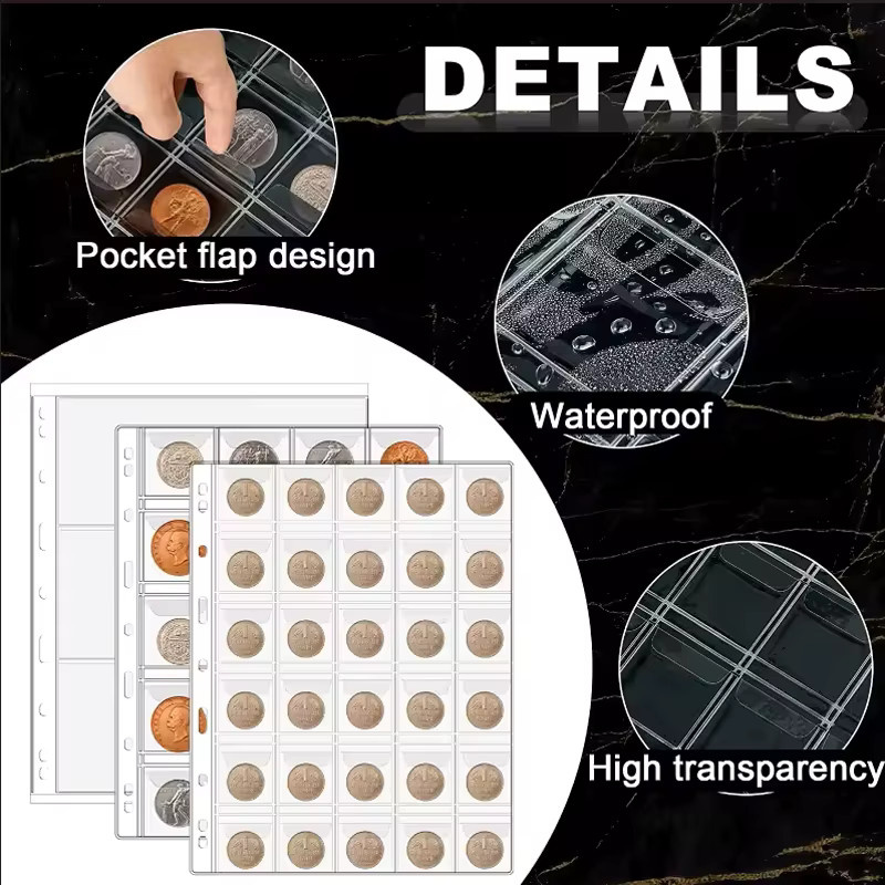 10 Stück Münzalben aus transparentem PVC mit 20/30/42 Taschen für deine Münzsammlung - Bild 3
