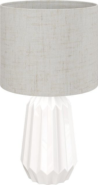 HOMCOM Tischlampe mit Keramikfuß und Leinenschirm in Weiß und Beige, Retro-Nachttischlampe für Schlafzimmer und Wohnzimmer, E27, 40W - Bild 1