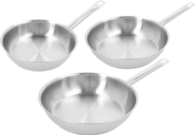 Demeyere Cosi 3 Edelstahl Bratpfannenset, Silber, 3-teilig (Durchmesser: 24 cm, 28 cm, 32 cm) - Bild 1