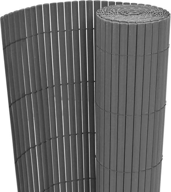 vidaXL Gartenzaun doppelseitig aus PVC in Grau, Höhe: 90 cm, Breite: 300 cm - Bild 1