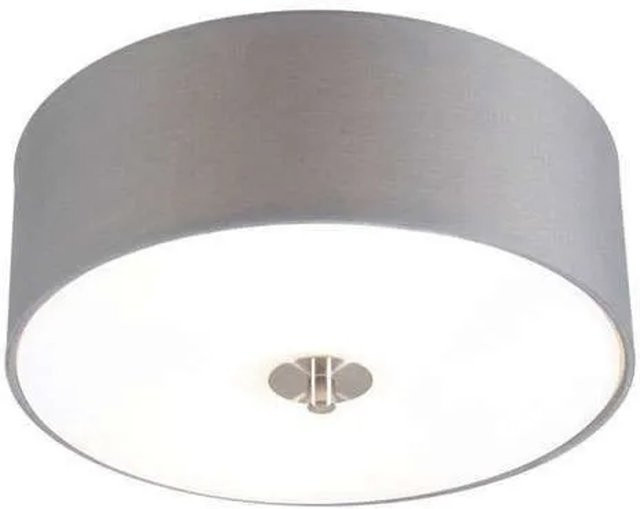 QAZQA Country Deckenleuchte Drum in Grau, rund, Durchmesser: 30 cm, dimmbar, E27 - Bild 1
