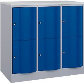 C+P Schließfachschrank Resisto mit 3 Abteilen und 6 Fächern, Weiß/Blau, B/T/H: 114,8 x 64,0 x 107,7 cm - Bild 1
