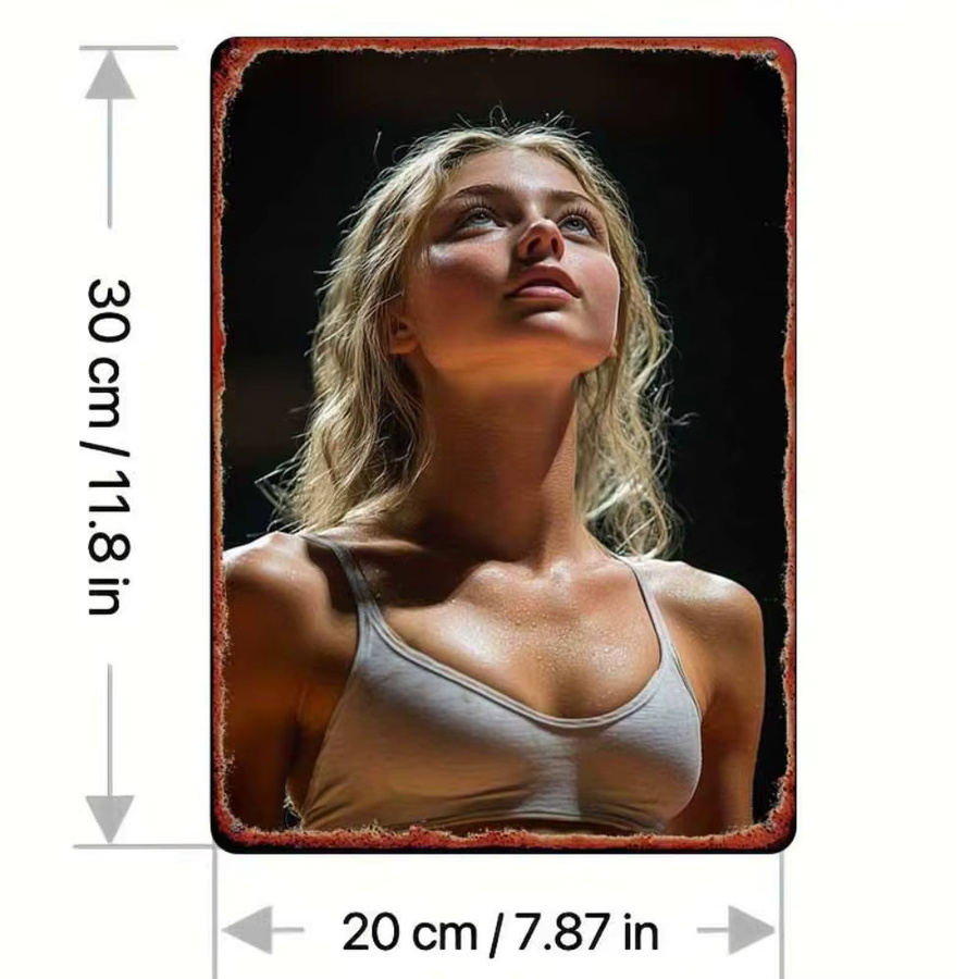 HELLOYOUNG Metall-Wandkunst Portrait einer Frau in Mehrfarbig, Rechteckiges 2D-Flacheisen-Schild für Innen- und Außenbereiche - Bild 2