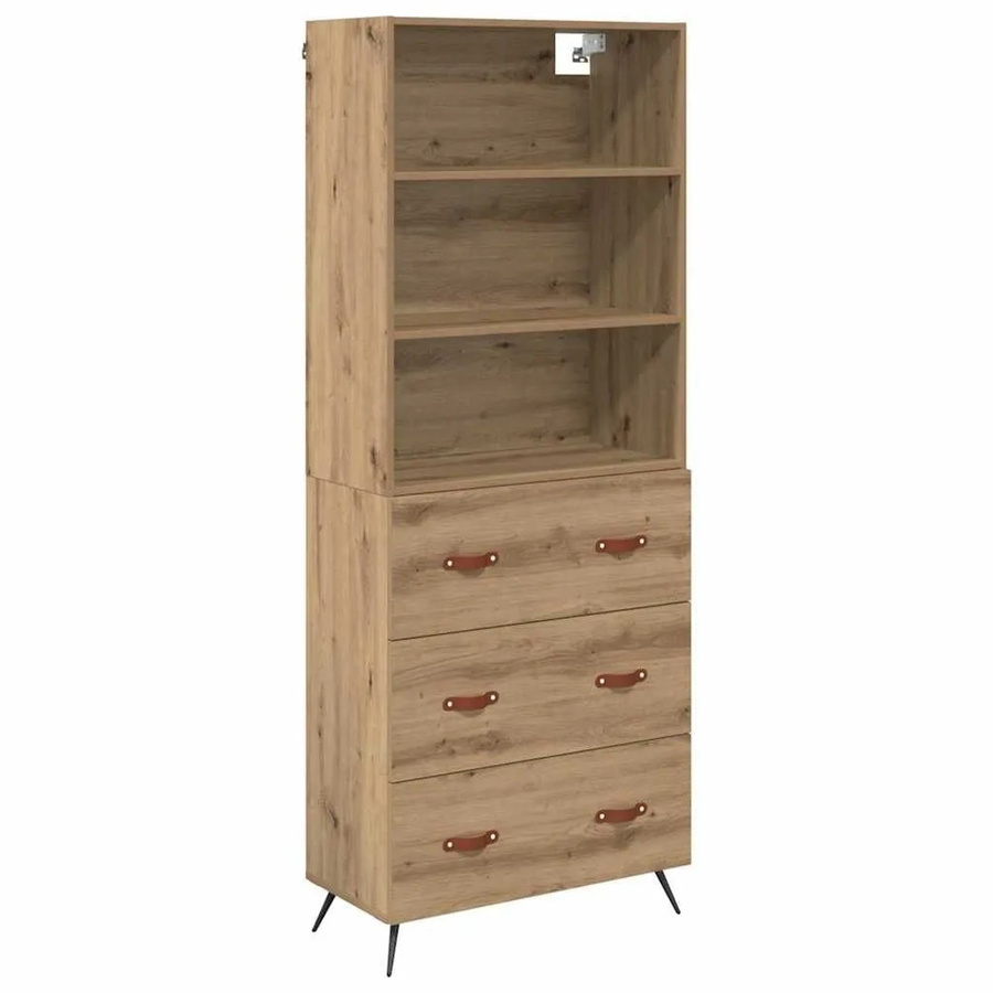 vidaXL Highboard Artisan-Eiche in Braun mit Türen und Schubladen, B/T/H: 69,5 x 34 x 180 cm - Bild 2
