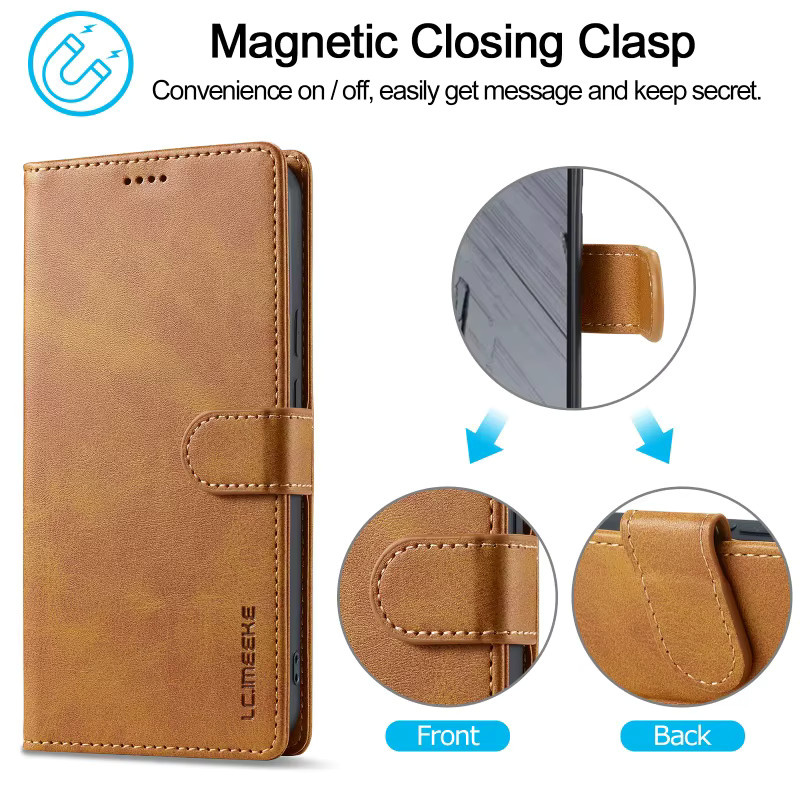 EUCAGR Luxus Magnet-Flip-Wallet Handyhülle aus PU-Leder für Google Pixel 10A 10 Pro XL mit Kartenhalter in Schwarz und Braun - Bild 6