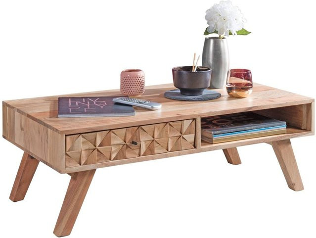Wohnling Couchtisch aus lackiertem Stahl in Braun mit vier Beinen, B/H/T: 95 x 35 x 50 cm - Bild 1
