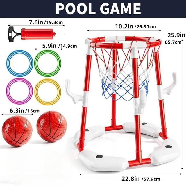 Linyi toy Pool Basketball Ständer, 2-in-1, Blau und Rot, ab 3 Jahre - Bild 1
