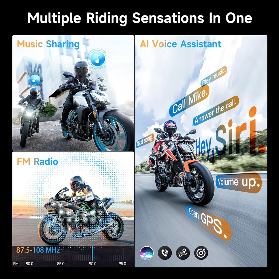 Moman H2E Motorrad-Headset-Gegensprechanlage Eagle Like Kommunikationssystem mit Dual-Chip und HiFi-Musik-Sharing - Bild 4