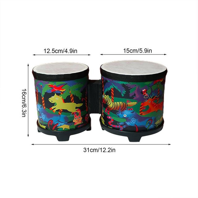 Kidsly Kinder-Bongos, Handtrommel, Musikspielzeug, mit 2 Trommelstöcken - Bild 1
